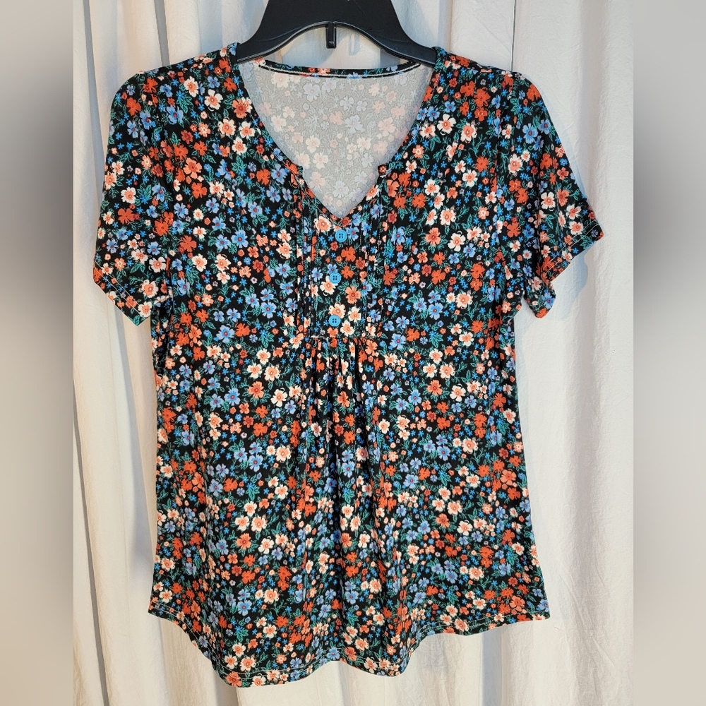 Cute Floral Print Women's Stretch Top